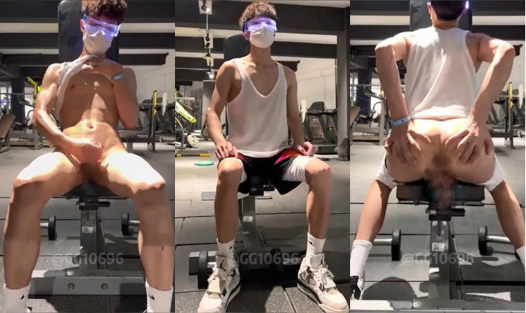 肌肉巨根健身房自娱撸铁——万客视频